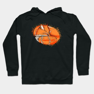 Fox sleepy painting colors - black Hoodie